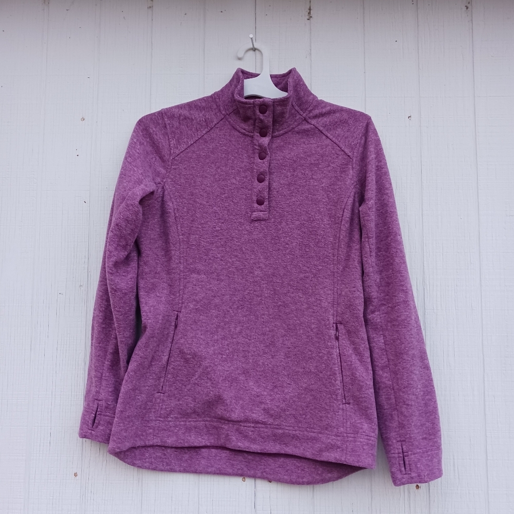 Duluth Trading Co Women S‎  Purple 1/4 Snap Button Pullover Fleece Sweater